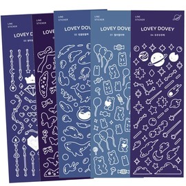 moin Moin 2407sl318 Stickers, Set of 5 Lines Drawings, Pen, Silver, Silver, Hologram, Glitter/Large Amount, Mini Decoration, Smaller, Schedule, Notebook, Album, Decoration, Letters, Calendar,