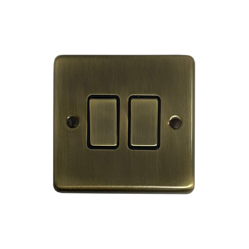 G&H Brassware CAB302 2-Way Two Gang Antique Brass Light Switch