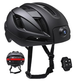 Adult Bike Helmet with Bluetooth,Camera Smart, Warning Lights and Rear Turn Signal, 1080P HD Video, Included 64GB Card, Bluetooth Phone and Music, GPS Track Recording, Black