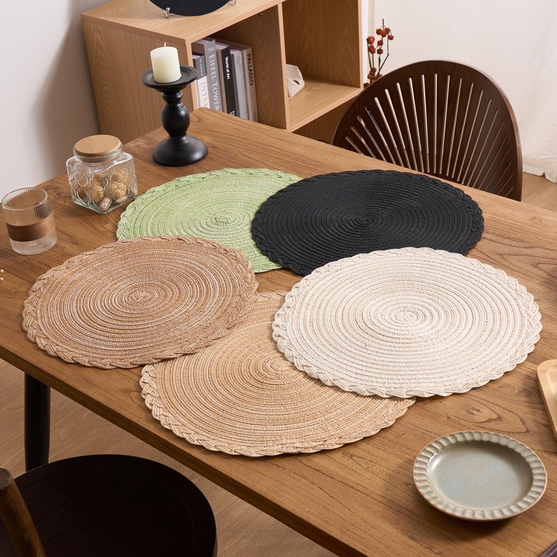 vctops Set of 6 Sage Green Round Placemats 12 inch