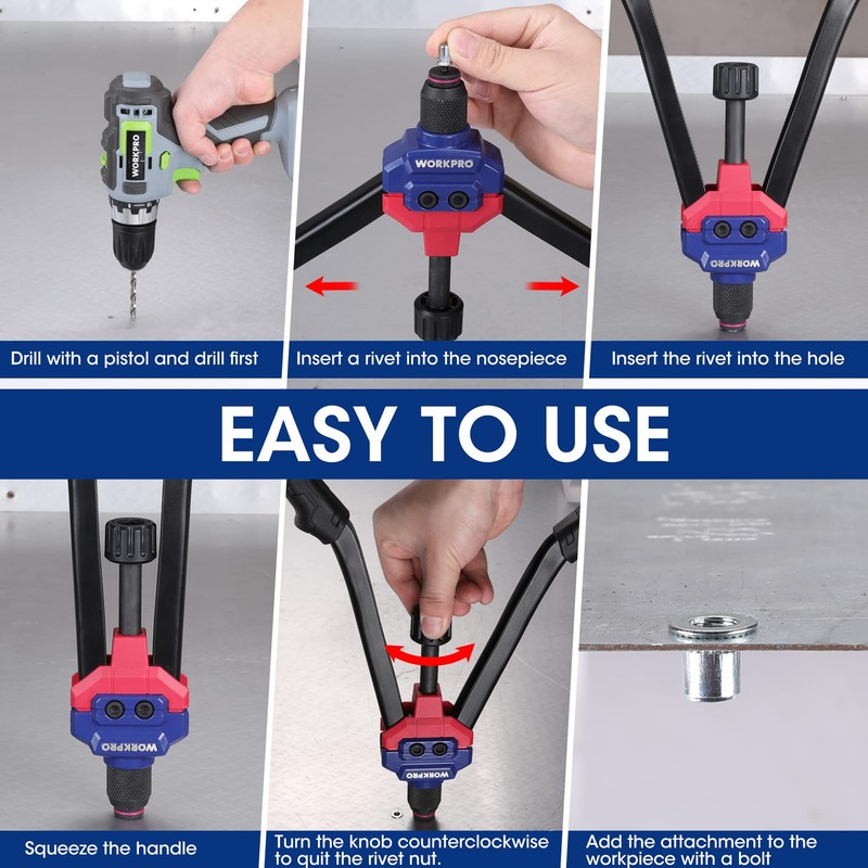 WORKPRO 16" Rivet Nut Tool, Nutsert Rivnut Tool Kit with