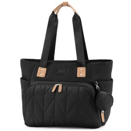 Lekesky Changing Bag with Dummy Bag and Changing Mat, Large Travel Nappy Bag for Mum and Dad, Multifunctional Baby Bag for Boys and Girls, black