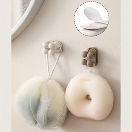 2-Pack Silicone Toothbrush Holders with Multi-Purpose Self-Adhesive Hooks - for Keys, Clothes, Towels, Cables - Kitchen, Bathroom, Vanity, Home Office - Grey & White