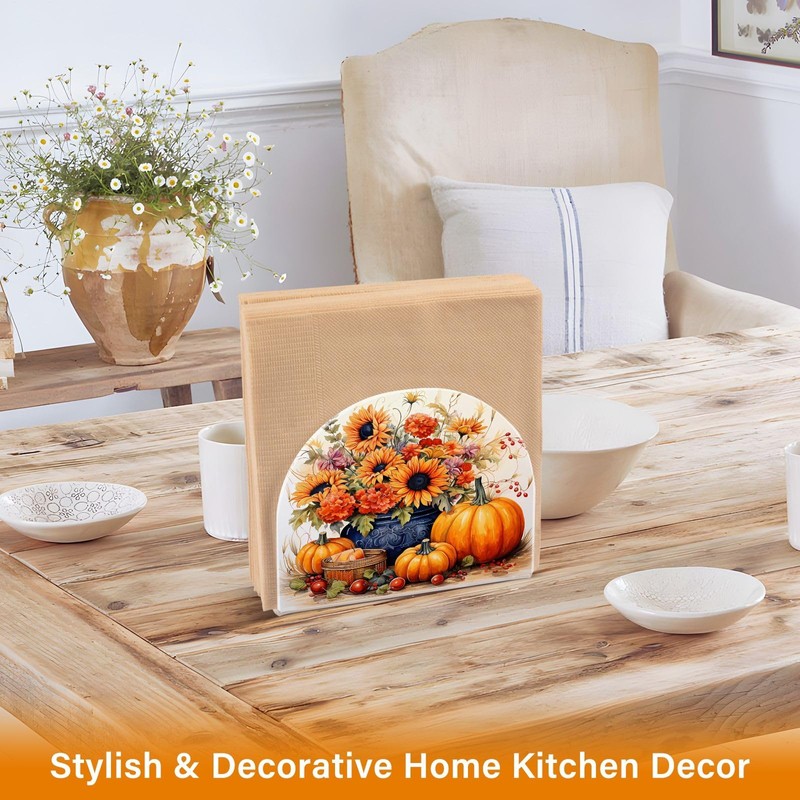 Napkin Holder Sunflower Pumpkin Crystal Clear Acrylic Napkin Holders, Paper
