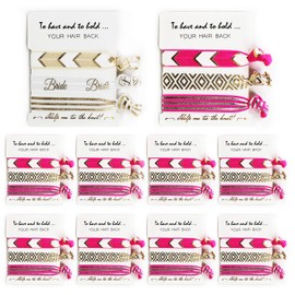 LADY&HOME Paquete de 10 lazos para el pelo de la tribu de la despedida de soltera y novia, regalo para despedida de soltera, fiesta de novia, despedida de soltera, regalos de dama de honor (rojo neón)