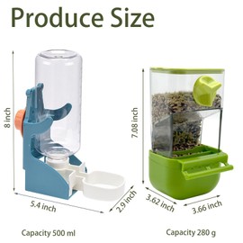 Automatic Bird Feeder for Cage, No Mess Automatic Bird Feeder Water Dispenser Set Acrylic Parrot Food Container Drinker Cage Accessories for Parakeet Canary Finch Cockatiel Lovebirds