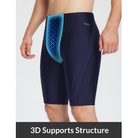 BALEAF Jammer Men's Swimming Trunks Swimming Trunks Tight Jammer Swimming Trunks Long Swimming Trunks for Men Knee-Length Swimming Trunks, Deep blue, S