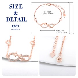 INFINIONLY Women's Girls Butterfly Necklaces Bracelets and Earrings 925 Silver Jewellery Sets with Zirconia Infinity Symbol Necklaces Pendant Earring Bracelets Rose Gold, Sterling Silver, Cubic
