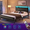 Rolanstar Full Size Bed Frame with LED Light and Charging