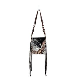 Western Leather Crossbody Bag for Women - Hairon Upcycled Flap Boho Bag with Tassel Culver Draw Fringed