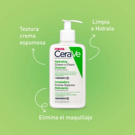 Crema Espuma Cerave Limpiadora Hidratante Rostro 236ml Momento Aplicación Día Noche Tipo Piel Normal Seca