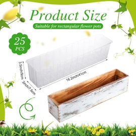 Domensi 25 Pcs Plastic Liners for Planters Planter Box Liner Clear Rectangular Plastic Window Flower Box 16.2" l x 3" W x 3.5" H for Indoor Outdoor