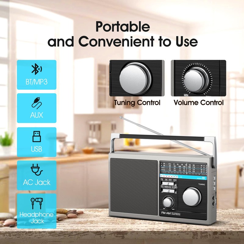 Portable AM FM Radio, Shortwave Transistor Radio with Best Reception,