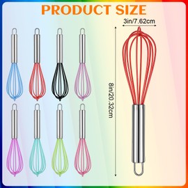 24 Pcs 8 Inch Whisks Bulk for Cooking, Silicone Whisks Non Scratch Stainless Steel Hand Whisks Large Coated Metal Heat Resistant Egg Beaters for Cooking Party Favor Gift Supplies