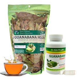 Guanabana (Soursop) Leaf Tea & Capsules Combo – 100% Natural Graviola Leaves (4oz) & 90 Capsules – Herbal Supplement – No Artificial Additives, Gluten-Free