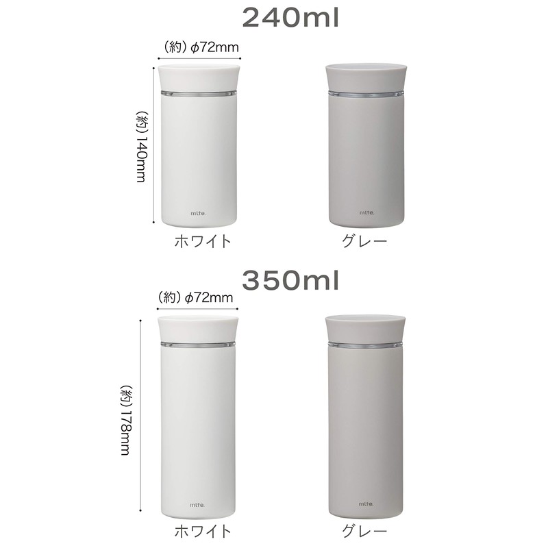 CBJAPAN Mlte Water Bottle, Gray, Dishwasher Safe, 8.5 fl oz