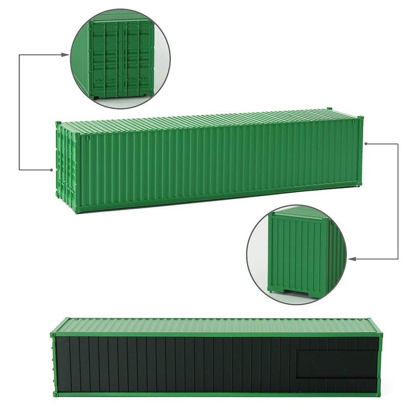 Evemodel 3pcs HO Scale 40ft 1:87 Green Shipping Container Undecorated