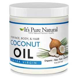 It's Pure Natural Extra Virgin Organic Unrefined Raw Coconut Oil (16 oz) for Skin, Hair, Cuticles, Scalp & Foot| Moisturizes & Nourishes Skin