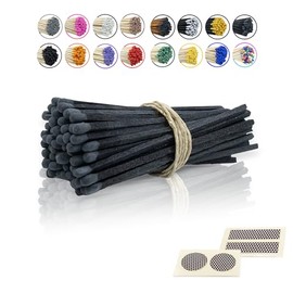 4" Inch Long Wooden Refill Matchsticks with Strike Stickers - Safety Matches Wholesale Bulk Loose by Chandler Studio (50 Pieces, Charcoal)