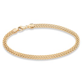 Miabella 18K Gold Over Sterling Silver Italian 4mm Mesh Link Chain Bracelet for Women 925 Italy, 8 inches, Sterling Silver, not-applicable