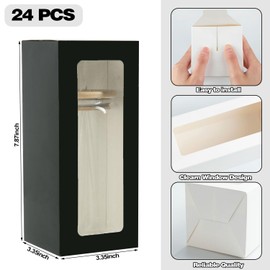 24 Pcs Gift Boxes with Ribbon for Sublimation Glass Exhibition Boxes Transparent Gift Box for 12oz 16oz 20oz Drinking Glasses Jars Wine Sublimation Cups Glass Can Water Bottle Blanks Tumbler (Black)