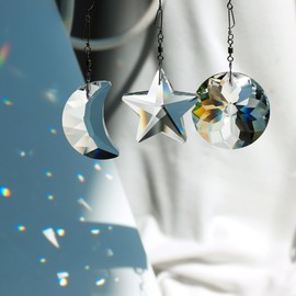 GOLDENHAITAI Crystal Prism Suncatcher for Window Home Decoration, 3pcs Hanging Ornament Pendant, 45mm Rainbow Maker Clear