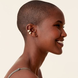 PAVOI 925 Sterling Silver 14K Gold Plated Cubic Zirconia Sparkling Round Huggie Ear Cuff Gold Earrings for Women | Clip On Cartilage (Ultra Wide, White Plated)