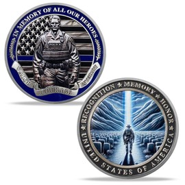 U.S. Police Challenge Coin Thin Blue Line Police Cemetery Law Enforcement Challenge Coin K9 Thank You for Your Service Gifts for Police Officer