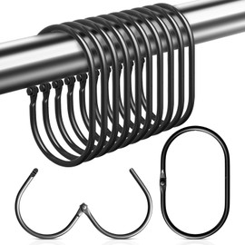 Shower Curtain Rings, 26 Pcs Black Metal Curtain Rings, Rustproof Shower Curtain Hooks Rings for Bathroom, Changing Room, Windows, Home Decoration
