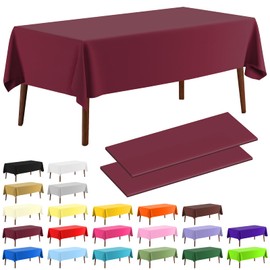CXPSINC 2 Pack Plastic Tablecloth 54" x 108"Disposable Tablecloth Rectangle Plastic Table Cover for 6 to 8 Foot Tables Indoor or Outdoor Parties Birthdays Weddings Christmas Anniversary (Burgundy)
