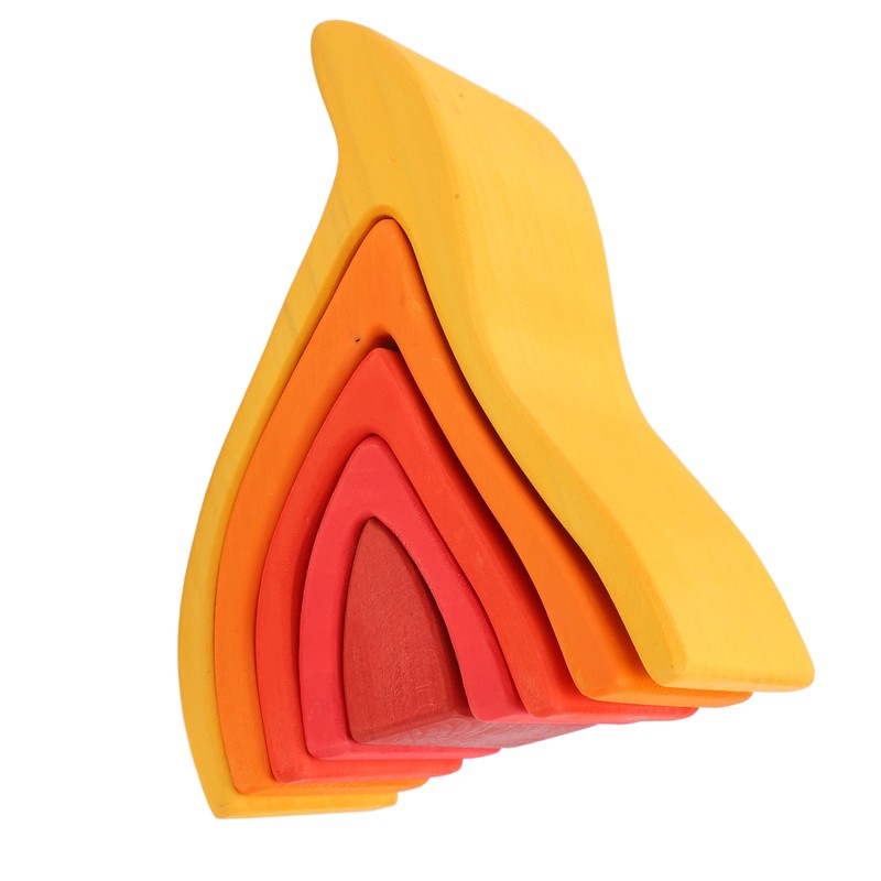 5pcs Fire Flame Element Stacking Toys Wooden Stacker Nesting Building