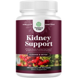 Kidney Support Cranberry Supplement for Women and Men - High Strength Kidney Cleanse Detox & Repair Formula with Stinging Nettle and Astragalus for Kidney and Bladder Health - Non-GMO Halal and Vegan