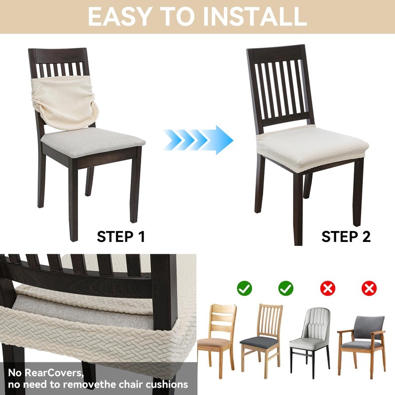 Waterproof Dining Chair Covers Set of 4, Stretch Kitchen Seat