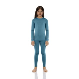 Rocky - Conjunto de pijama de algodón térmico para niñas con capa base para niños, verde azulado, XX-Small