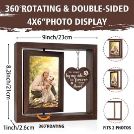 Babery Dog Memorial Picture Frame - Rotating Wooden Pet Memorial Photo Frame - Dog Memorial Gifts for Loss of Dogs and Cats - Loss of Dog Sympathy Gift Dog Bereavement Remembrance Photo Display