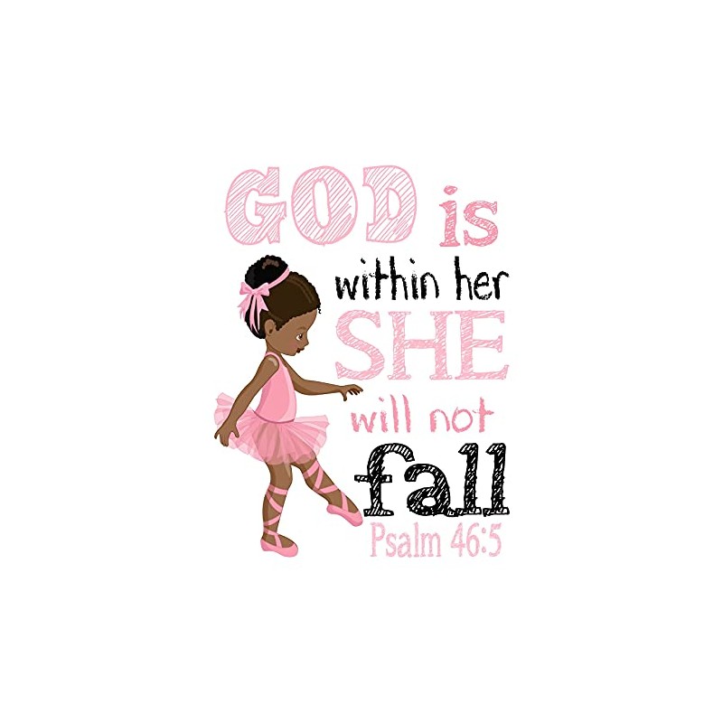 African American Ballerina Christian Nursery Decor Unframed Print - God