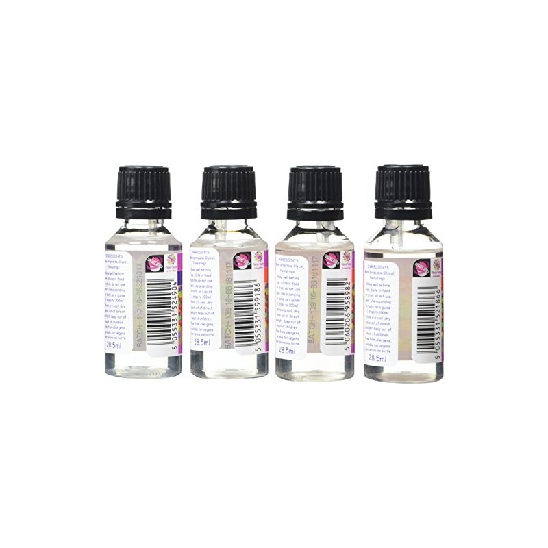 Cupcake World Food Flavourings Cherry/Strawberry/BlackBerry/Raspberry Bottles 28.5 ml (Pack of
