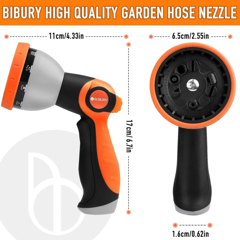 Bibury 10-Pattern High Pressure Garden Hose Nozzle