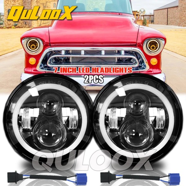 QULOOX 7" round LED Headlights Hi/Lo For Chevy Truck 47-1957