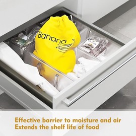 Bananas Fresh Banana Bag, Reusable Yellow Drawstring Storage Bag Freezer Bags 38 x 28 cm, Stay Fresh Longer Food Bags