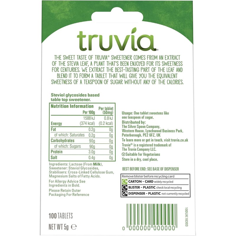 Truvia Stevia Leaf Sweetener Tablets - 2 x 100s Packs