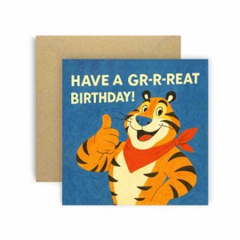 Huxters GR-R-REAT Birthday Card for him or her– Retro Tiger Design For Son, Brother, Nephew, Dad, or 70s/80s/90s Kids – 14.8cm Card Men Women Kraft Envelope