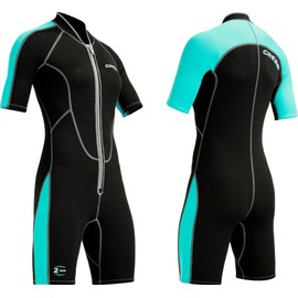 Cressi Lido 2 mm Lady Short Sleeves Short Wetsuits, Black/Aquamarine, M