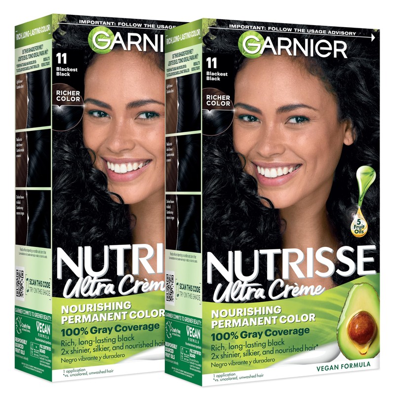 Garnier Nutrisse Tinte para el cabello, 11 negro más negro