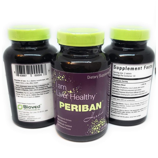 PERIBAN Liver Support -Blend of Andrographis Paniculata, Boerrhavia Diffusa, Tephrosia Purpurea, Phyllanthus Niruri. Proven to Support The Body's Natural Liver Functions and Immune Health