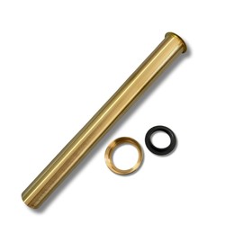 Flanged Sink Tailpiece 1-1/4 in. OD, 12 inch Brass Extension Tube for Trap with Nut and Rubber, Drain Connections