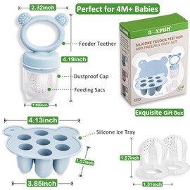 Silicone Baby Fruit Food Feeder & Mini Freezer Nibble Tray, Breastmilk Popsicle Molds for Baby Teething Relief, BPA Free Silicone Teething Toys Feeder for Safe Infant Self Feeding, Extra Food Pouches