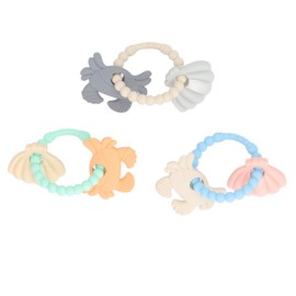 3pcs Silicone Shell Teething Ring Soothes Gum Soreness Crab Shell Shapes Sensory Silicone Chewable Bracelet