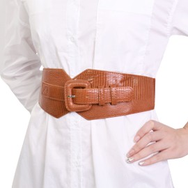TeeYee Women's Elastic Belt Wide Waist Belt Adjustable Stretchy Medieval Cinch Belt Stretch Belt Vintage Obi Belt 203, tan