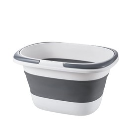4.2 Gal(16L) Large Collapsible Plastic Bucket with Handle for House Cleaning, Space Saving Outdoor Multiuse Foldable Water Pail/Sink for Camping,Fishing,Ice(Grey)